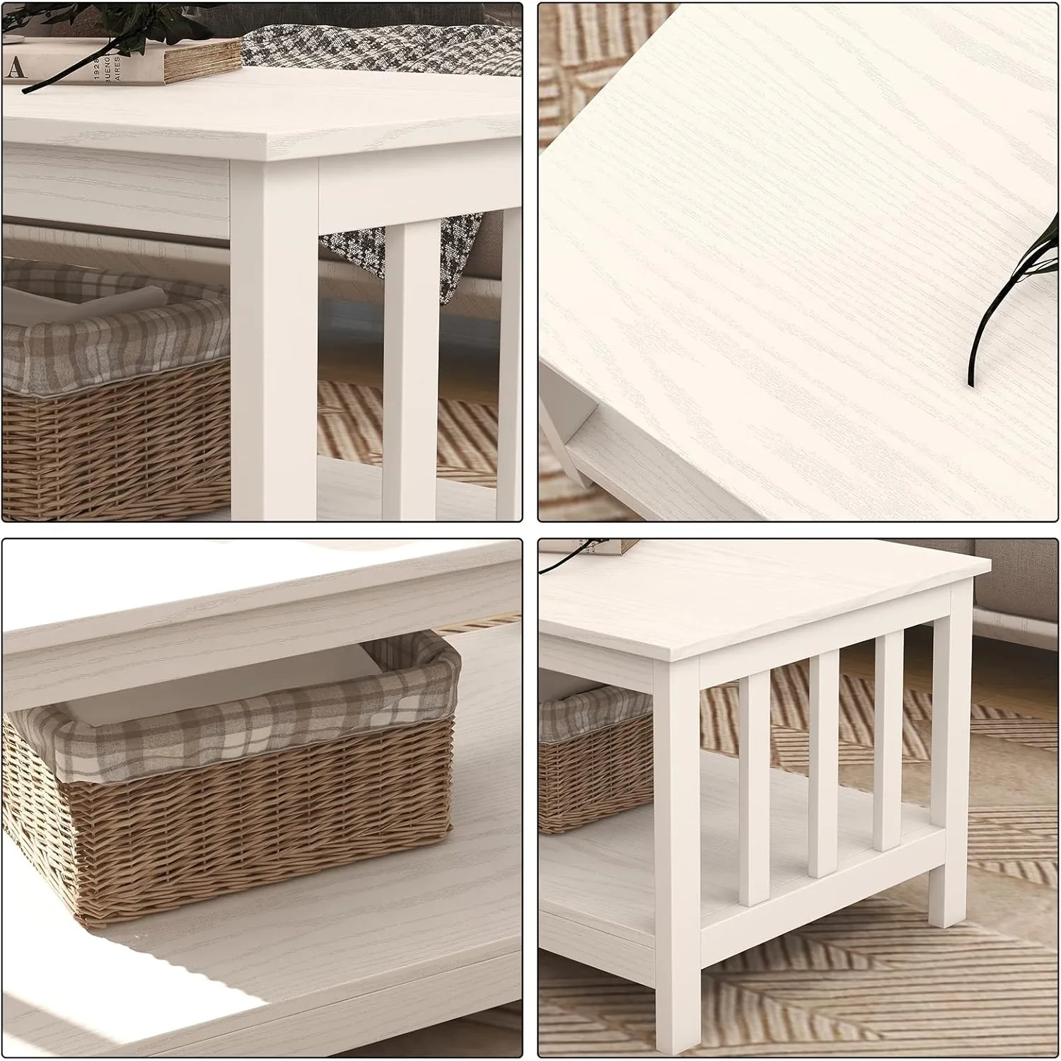 Mesa de centro, mesa de sala de estar com prateleira, as linhas limpas e o estilo da missão se ajusta bem com qualquer decoração.