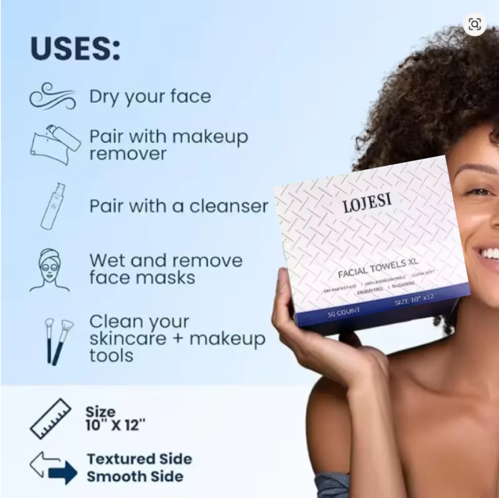 New Clean Skin Club Clean Towels Xl™, Disposable Face Towelette, Makeup Remover Dry Wipes 50 Sheet, 1 Box