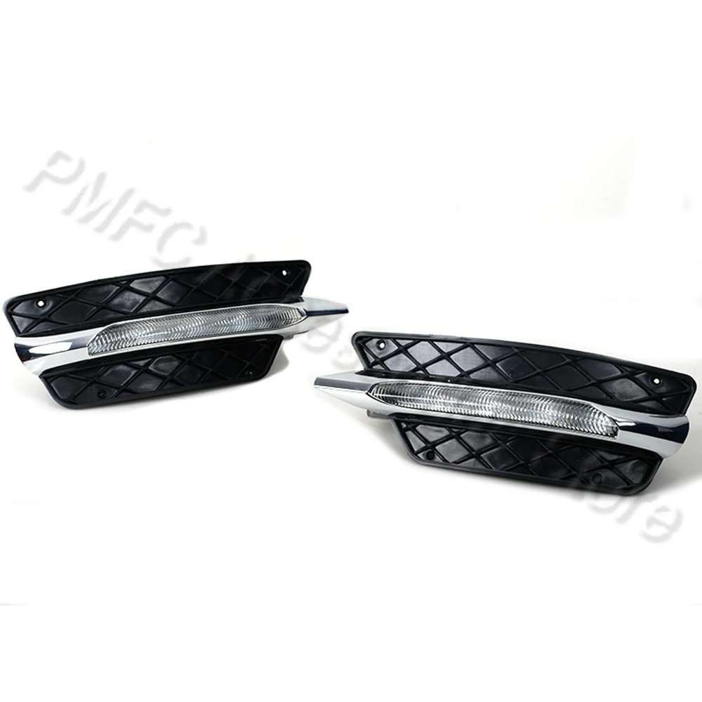 Front Bumper Grilles Molding LED Fog Light Daytime Running Light Fog Lamp For Mercedes-Benz W204 C-Class 2012 2013 2014 view 3