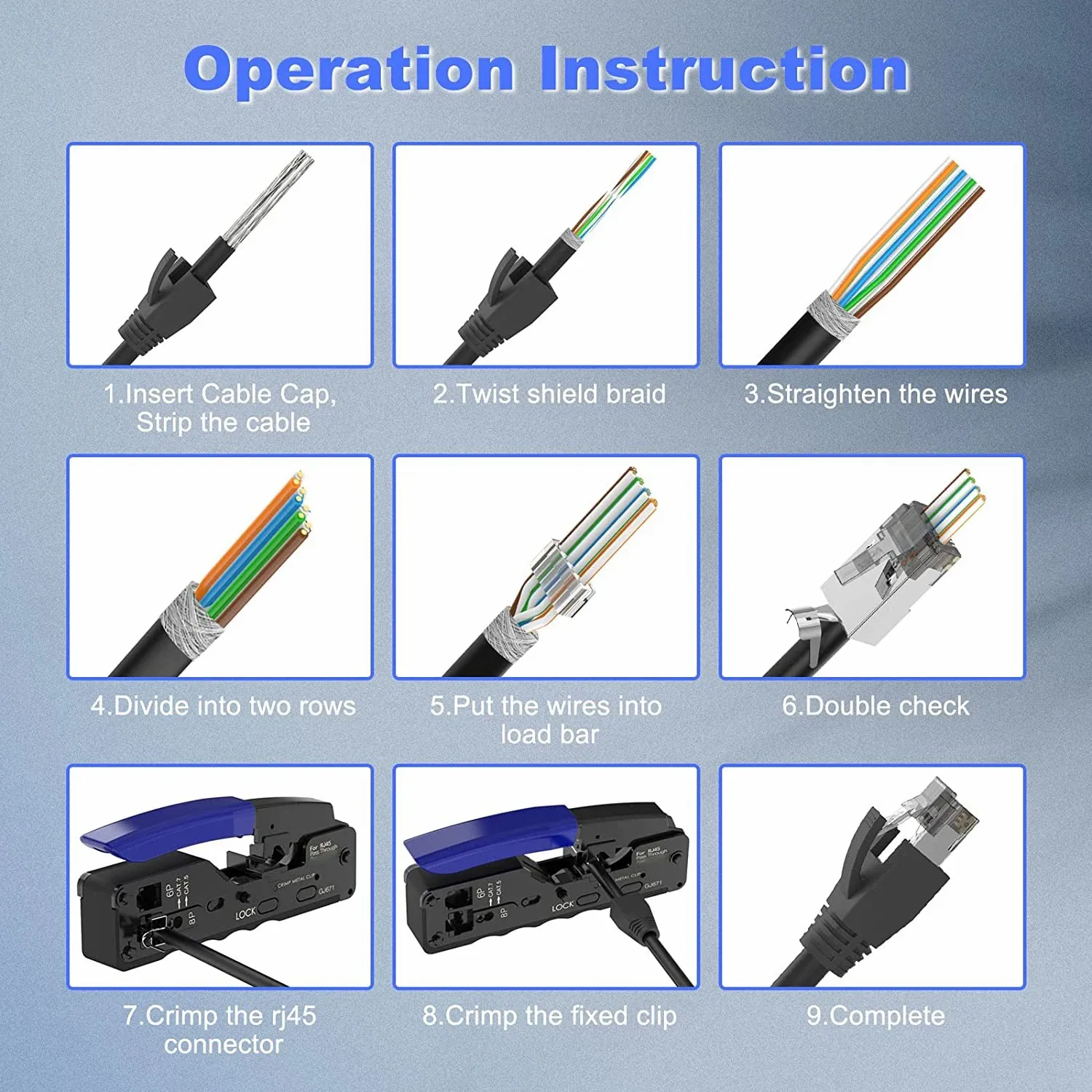 WoeoW CAT6A CAT7 커넥터, RJ45 커넥터 통과, CAT6A CAT7 차폐, 스트레인 릴리프 부츠 포함, 3 프롱 블랙, 6 개