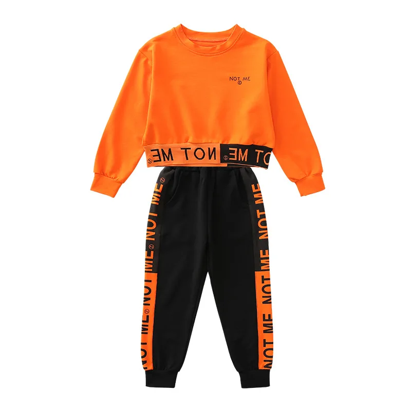 2024 Autumn Kids Girls Tracksuit Letter Long Sleeve Sweatsuit Teenager hoodie + striped pants Clothing Set 4 6 8 10 12 Years