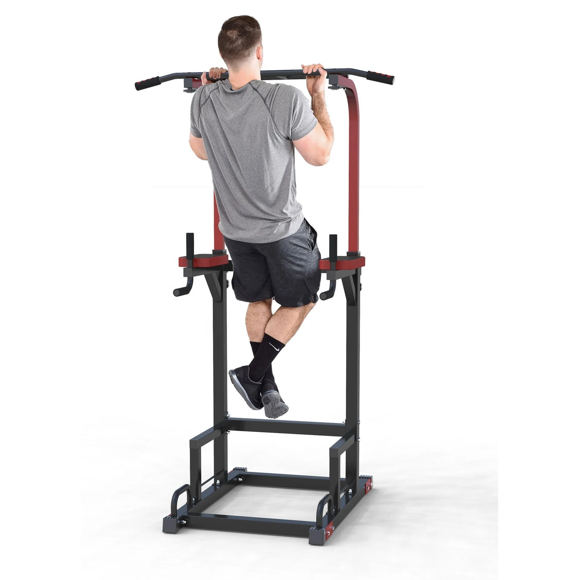 Factory Direct Home  Equipment-Adjustable Steel Pull-Up Bar Dip Station Power Tower-for Sports & Entertainment
