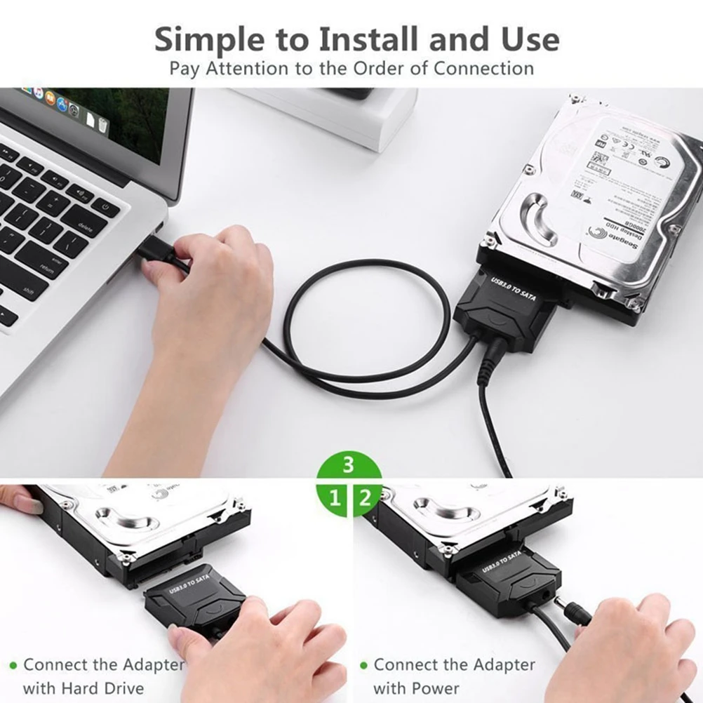 

1Pcs USB 3.0 To SATA Data Cable For 2.5 Inch 3.5 Inch HDD SDD Blu-Ray DVD CD-ROM 5Gbps USB SATA Adapter Portable Converter Black