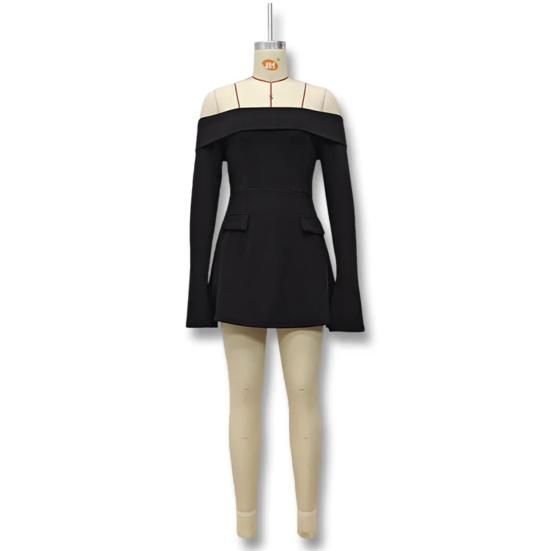 Mini robe de bal blanche, épaules dénudées, manches longues, ligne A, Sexy, couleur unie, taille haute, robe de soirée élégante, Slim, courte