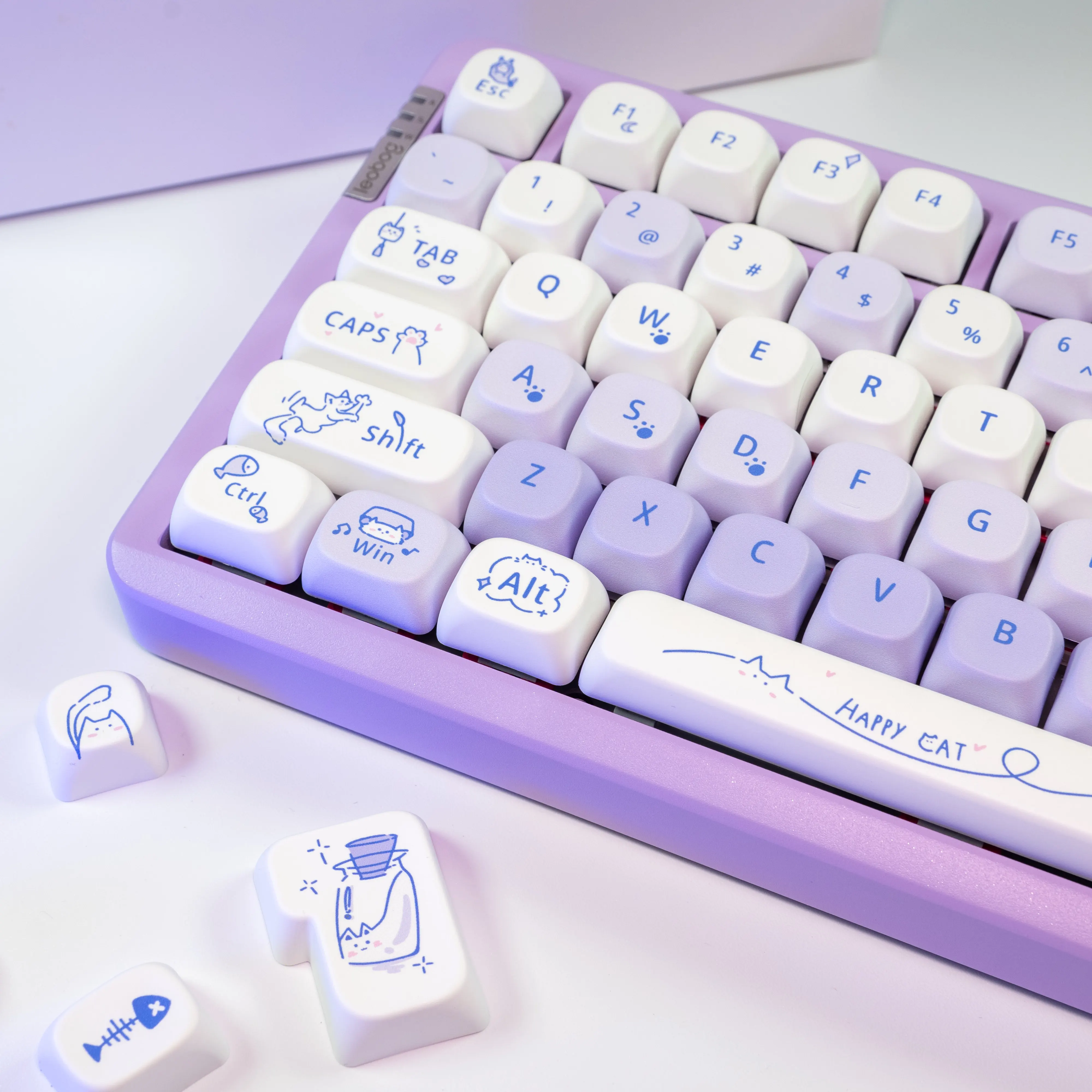 لطيف الأرجواني القلقاس موضوع 130 مفتاح PBT كيكابس، الحرفي صبغ الفرعية MOA الملف الشخصي أغطية المفاتيح الميكانيكية المخصصة ل MX