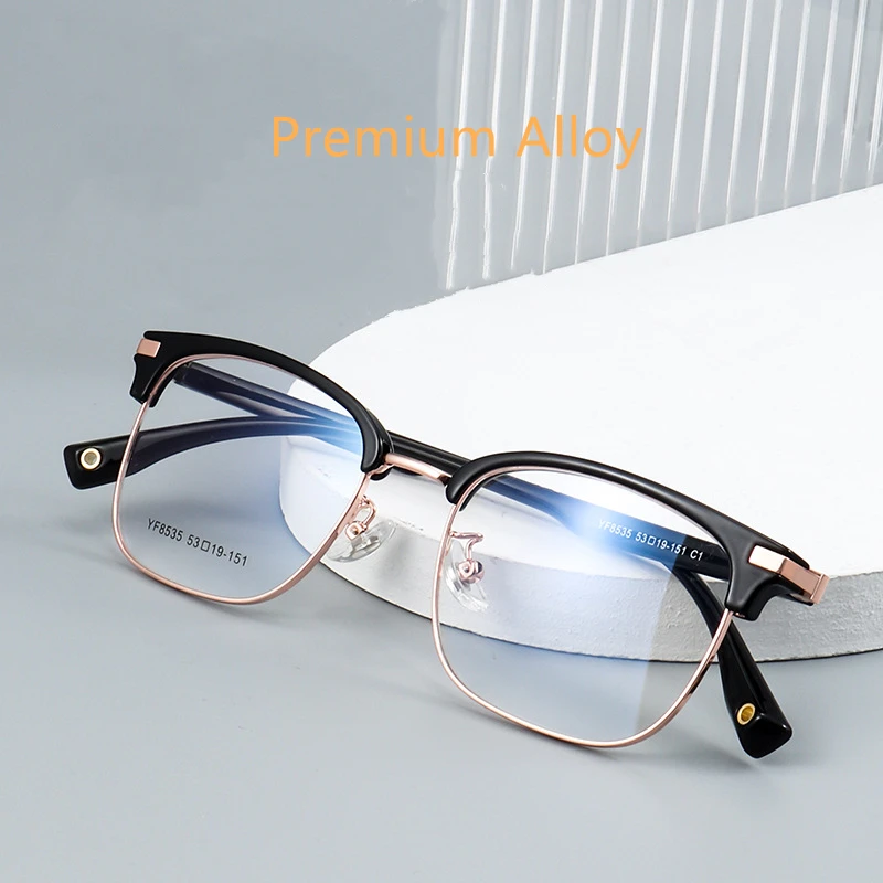 YIMARUILI Ultra-light Business Fashion Retro Eyeglasses High Quality Alloy Myopia Optical Prescription Glasses Frame Men 8535YF