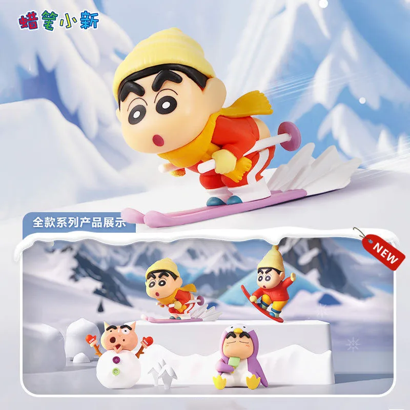 Crayon Shin-Chan Skiing now Romantic Poem Series Action Figurines Model Toys Blind Box Car Decoration Desktop Birthday Gifts
