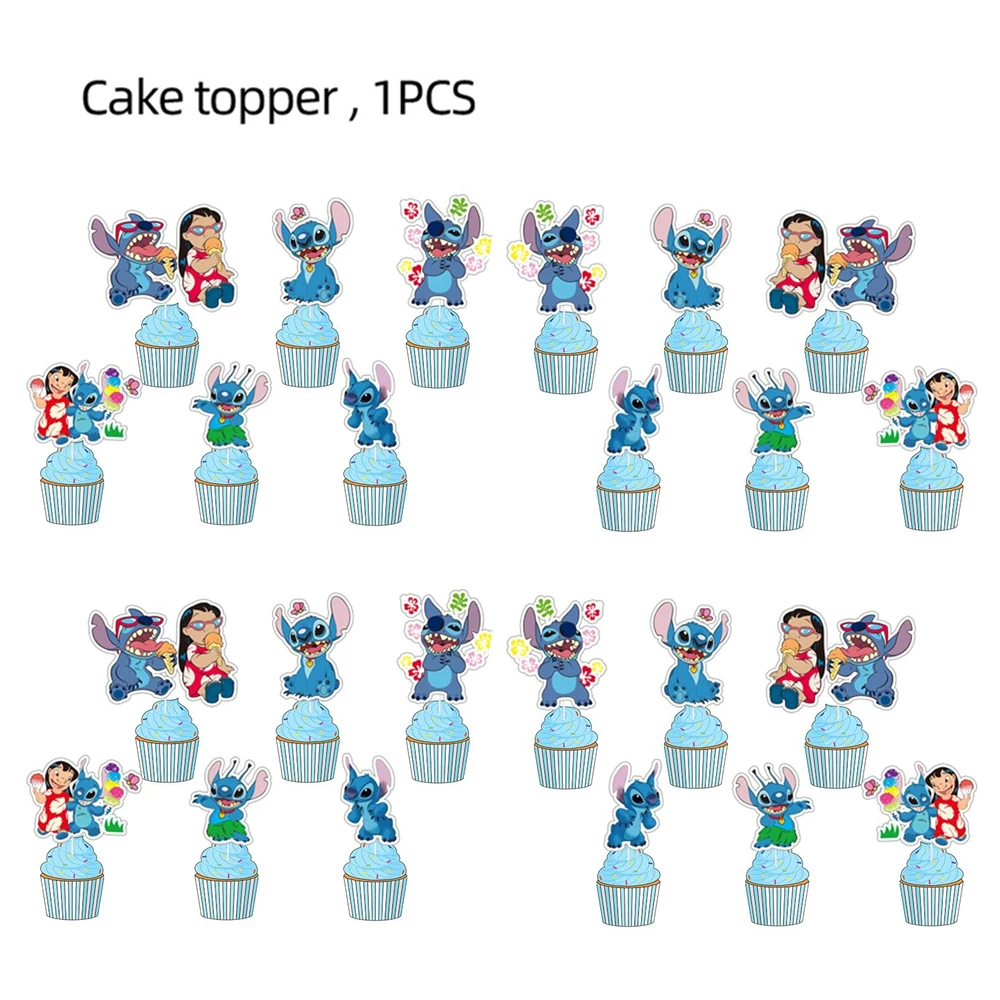 Stitch Theme 24pcs/lot Cake Decorations Cake Topper Kids Girls Birthday Party Supplies Baby Shower Gift Cupcake Picks