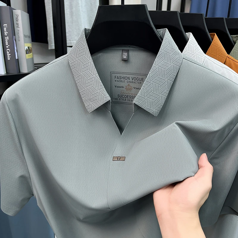 High quality brand men's polo shirt short sleeve summer brea