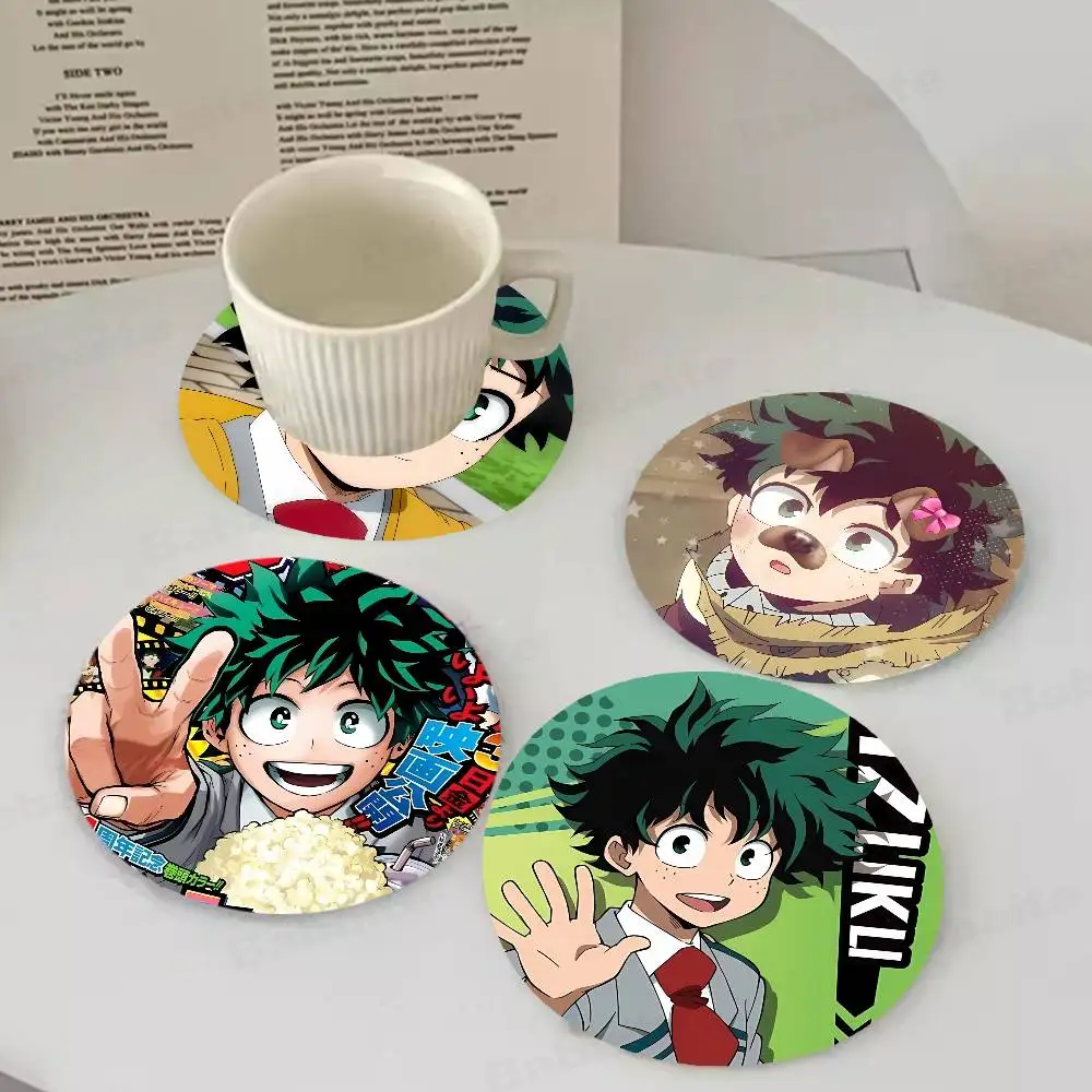 

Cartoon Character Izuku Midoriya Wood Coaster Set - Heat Resistant for Tea & Coffee, Home Cafe Decor Holiday Gift