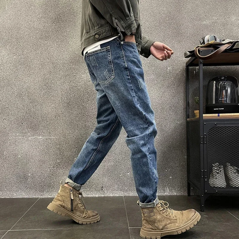 Hip Hop Men's Jeans Summer Trousers Male Cowboy Pants New Rock with Pockets Aesthetic Casual Korean Fashion Regular Wide Leg In