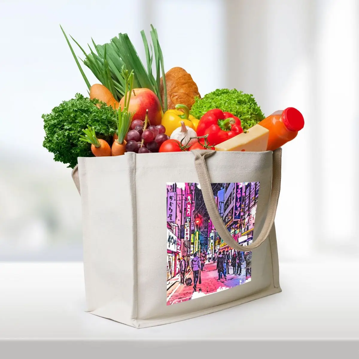 Tokyo Nights Tote Bag shopping bag logo shopper bags Canvas