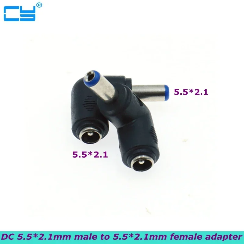 Wholesale 5.5x2.1mm Male 5.5x2.1mm Female Plug 90 Degree Elbow DC Power Connector Adapter Notebook Computer 5.5*2.1 to 5.5*2.1