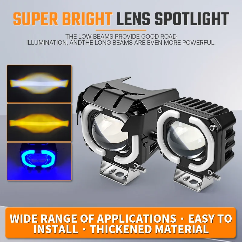 Motorcycle Fog Light Headlight Auxiliary LED Light Portable Spotlights Car Explorers Offroad Truck Angel Eyes LED Light
