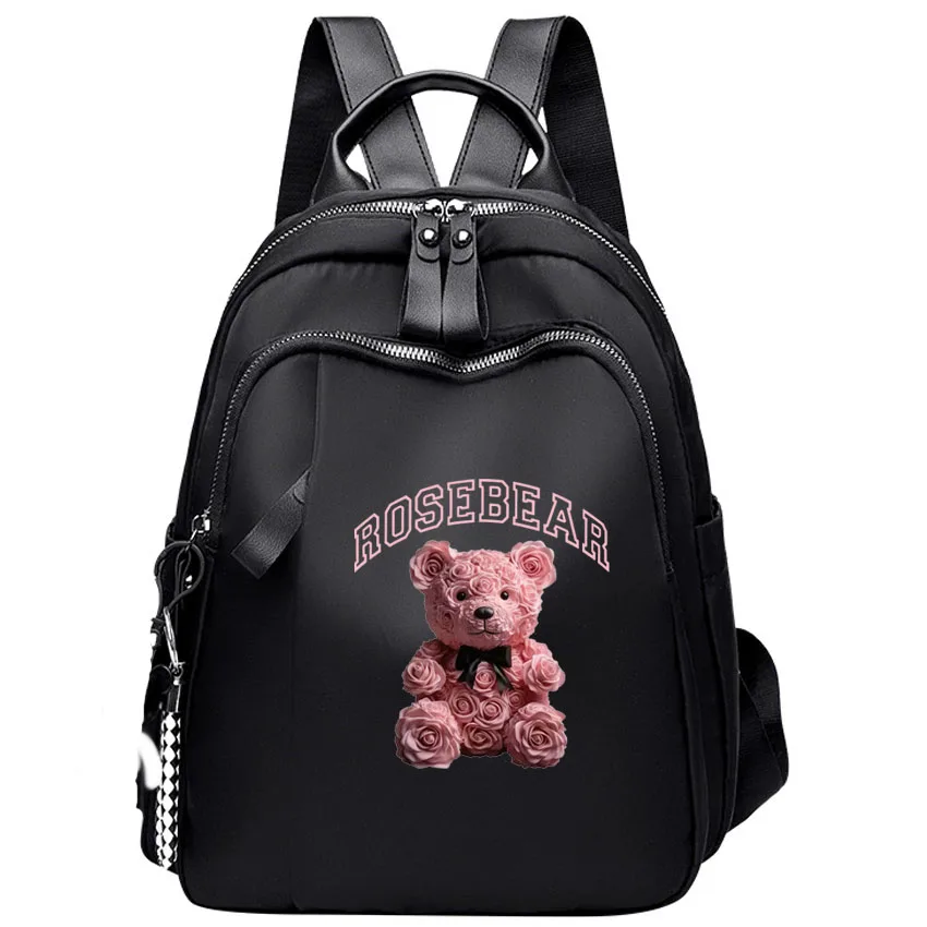 

Забавный милый женский многофункциональный модный рюкзак-оксфорд с принтом Rosebear, дорожный рюкзак, женская сумка через плечо, черный, хит продаж