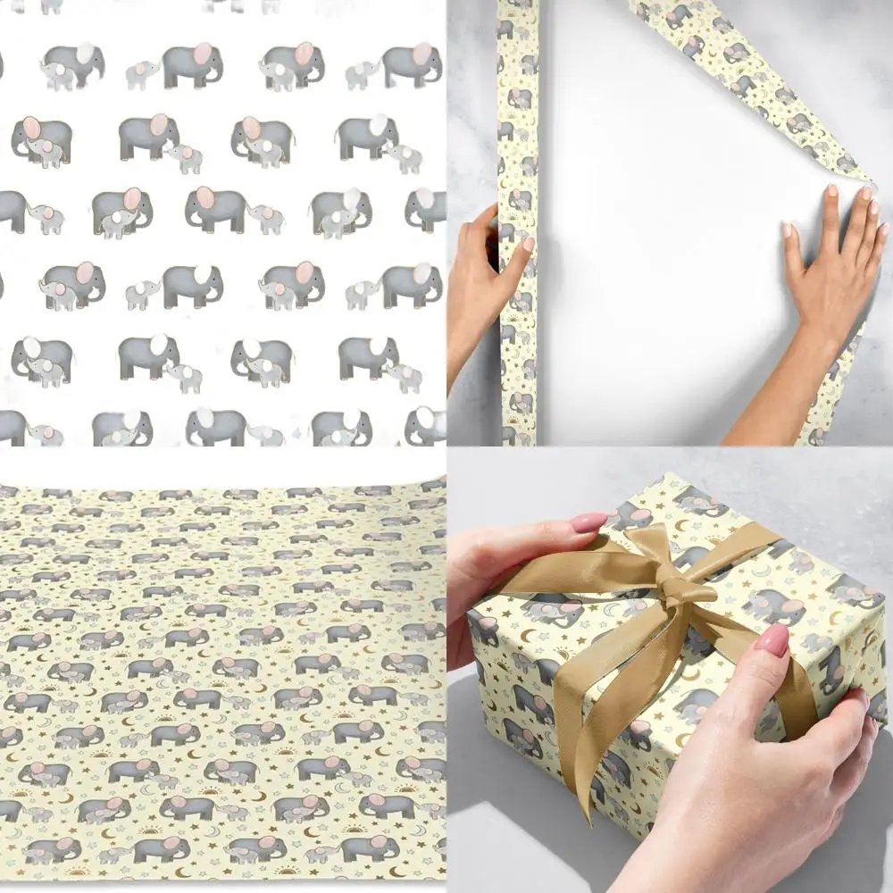 

8 Rolls 5ft x 30in Baby Elephants Themed Gift Wrapping Paper