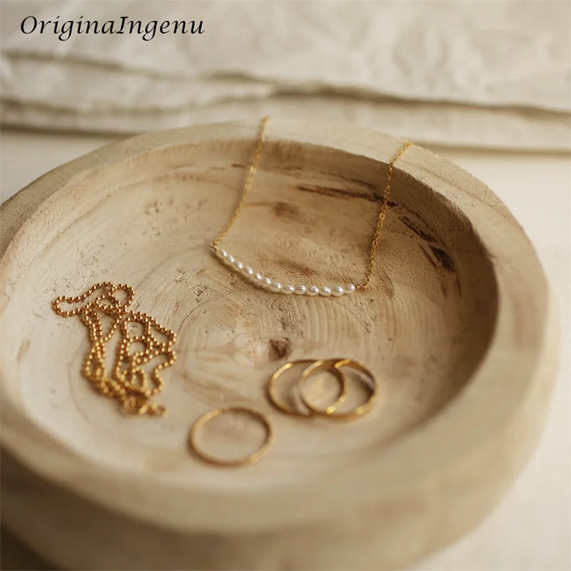 14K Gold Filled Tiny Oval Pear - Pearl Trim Chain recension och pris