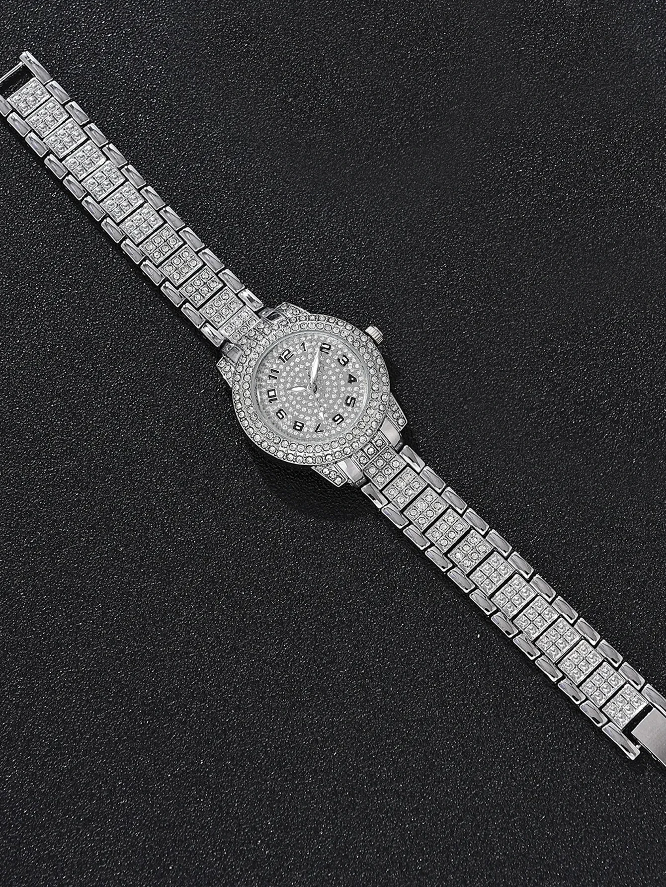 Reloj plateado de lujo con diamantes de imitación para mujer, reloj de pulsera de cuarzo de cristal, reloj Formal, artículo de regalo de fiesta