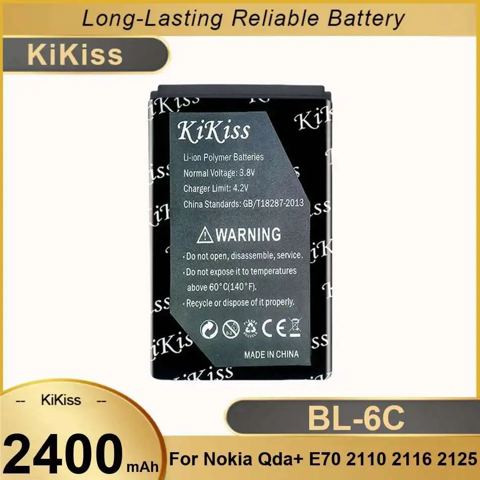 

Аккумулятор мобильного телефона BL-6C 2400 мАч для Nokia QDA + 2110 2116 2125 2855 2865 6015i 6016i 6019i 6152 6152 6275 E70 6255