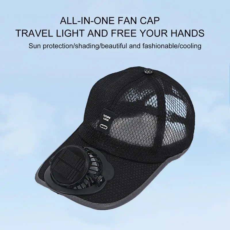 Solar Powered Fan Hat With Cooling Fan UV Protection Breathable Beach Hat Outdoor Protection Baseball Cooling Hat  For Summer