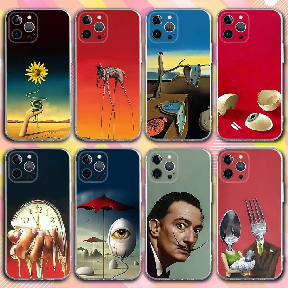

S-Salvador Art D-Dali Phone Case For iPhone 17,16,15,14,13,12,11 Pro,Max,Plus,X,XS,XR,SE4,E Mini Transparent Soft Cover