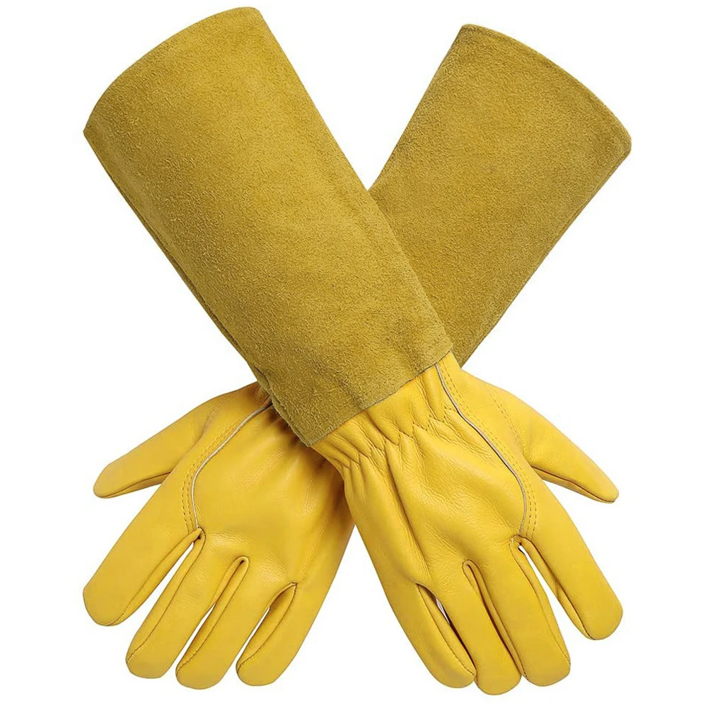 1 Pair Long Thorn Proof Rose Pruning Gloves with Forearm Protection Leather Gardening Gloves Working Mitten Best Garden Gift