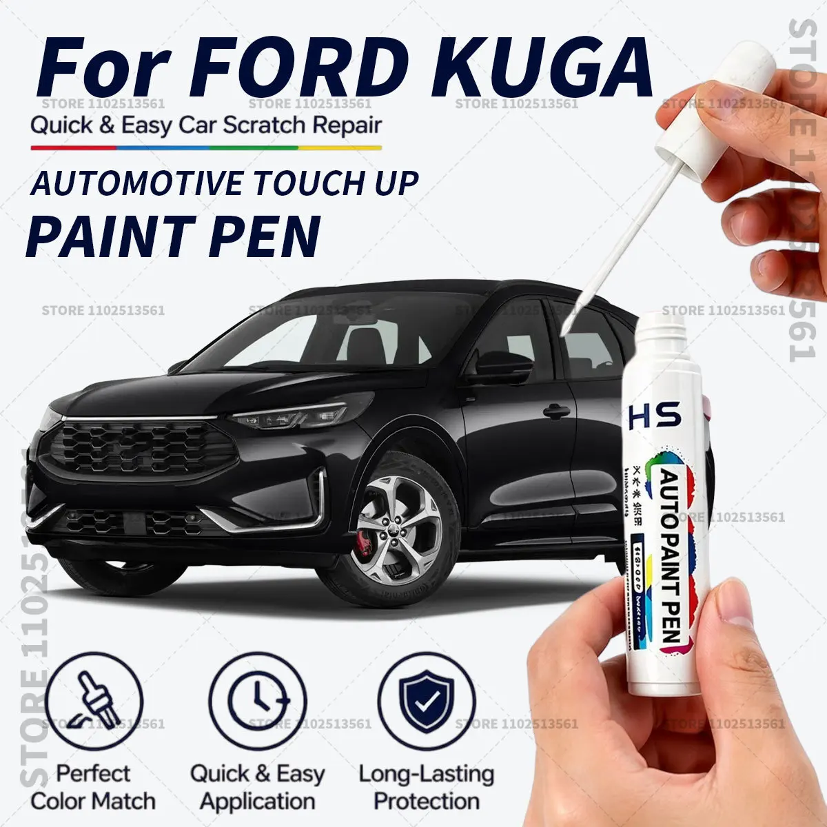 For FORD KUGA Touch Up Paint Pen Car Paint Scratch Repair Tool Blazer blue Frozen white Bursting green Agate Black Solar Silver