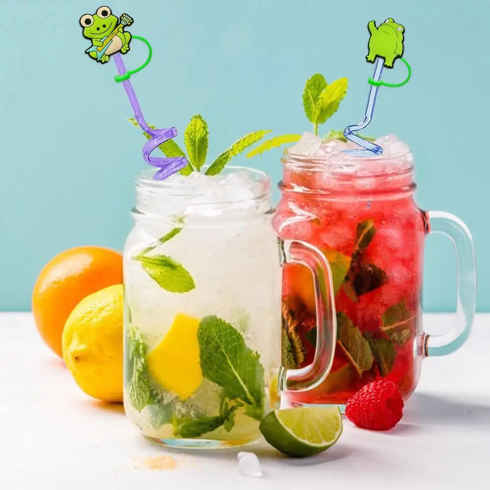 Pvc Straw Toppers Cute Frogs Lovely Straw Dust Cap Toppers Splash Straw Drinking Proof Cover Drinking Decor Tips Straw E0w2