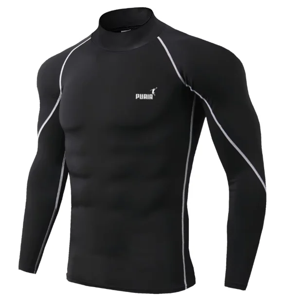 Slim Fit Men Athletic Long Sleeve Compression Shirt Moisture Wicking Quick Dry Top for Workout Cycling Football Outdoor Sports