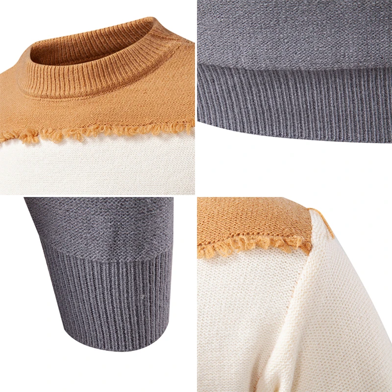 Herenkleding Kleding Truien Gebreide trui 2025, Vintage kwastje Patchwork Kleur Designer Herfsttruien Kersttruien Man trekt Homme