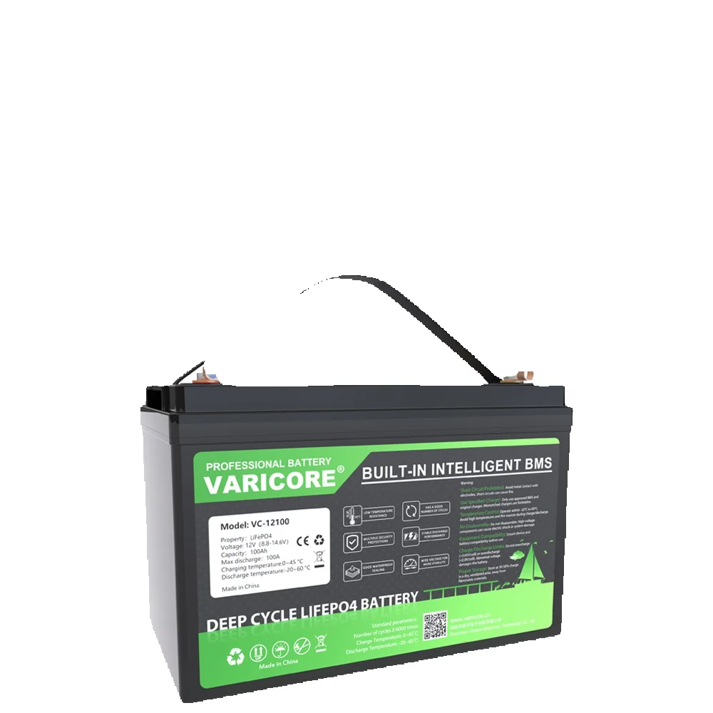 VARICORE 12V 100Ah LiFePO4-batterij, Deep Cycle, ingebouwde BMS en LCD-display, voor zonne-energie, campers, boten, off-grid noodstroomvoorziening - afbeelding 2