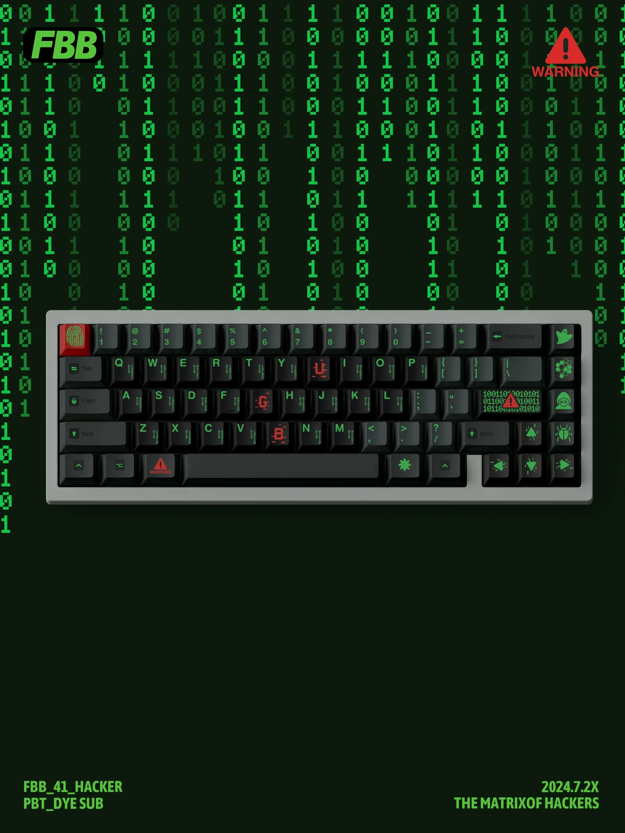 FBB-Capuchons de clavier Hacker PBT personnalisés, capuchons de clavier mécaniques de jeu à sublimation, accessoires pour PC Gamer, cadeau d'origine