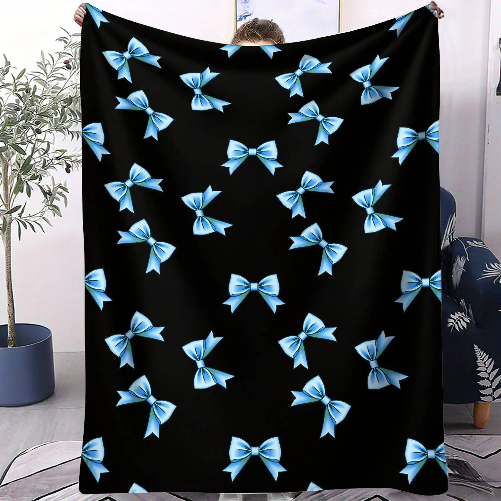 Coperta per aria condizionata con motivo a fiocco Coperta per pisolino dal design colorato carino per divano del soggiorno Coperta accogliente per la decorazione della stanza della ragazza