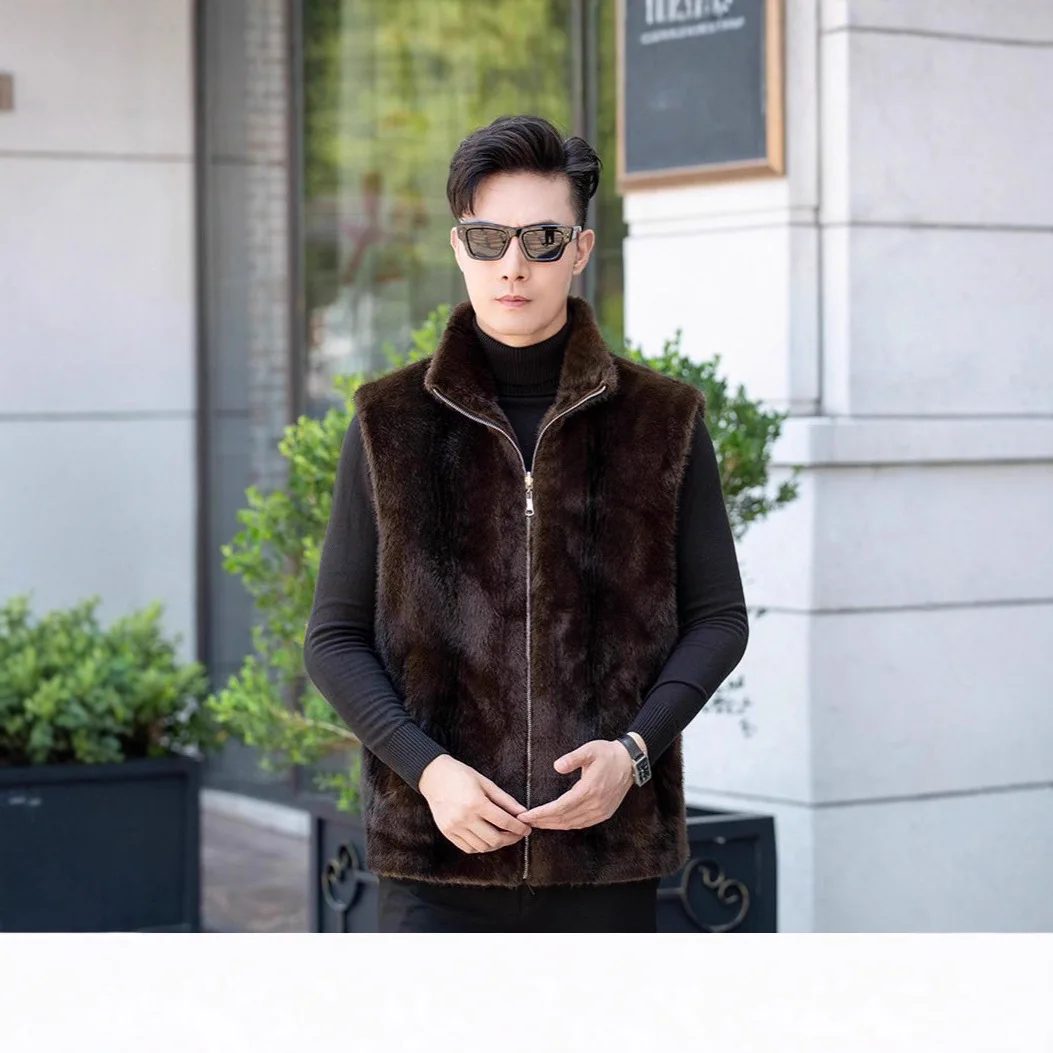 سترات رجالية جديدة للخريف والشتاء عصرية غير رسمية ومتعددة الاستخدامات، سترة سميكة من المينك المقلد الدافئ على الوجهين #3