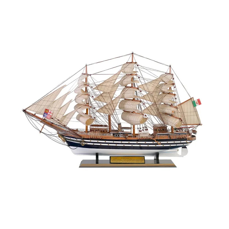 

Wooden sailboat model ornament Real wooden boat finished product Craft gift