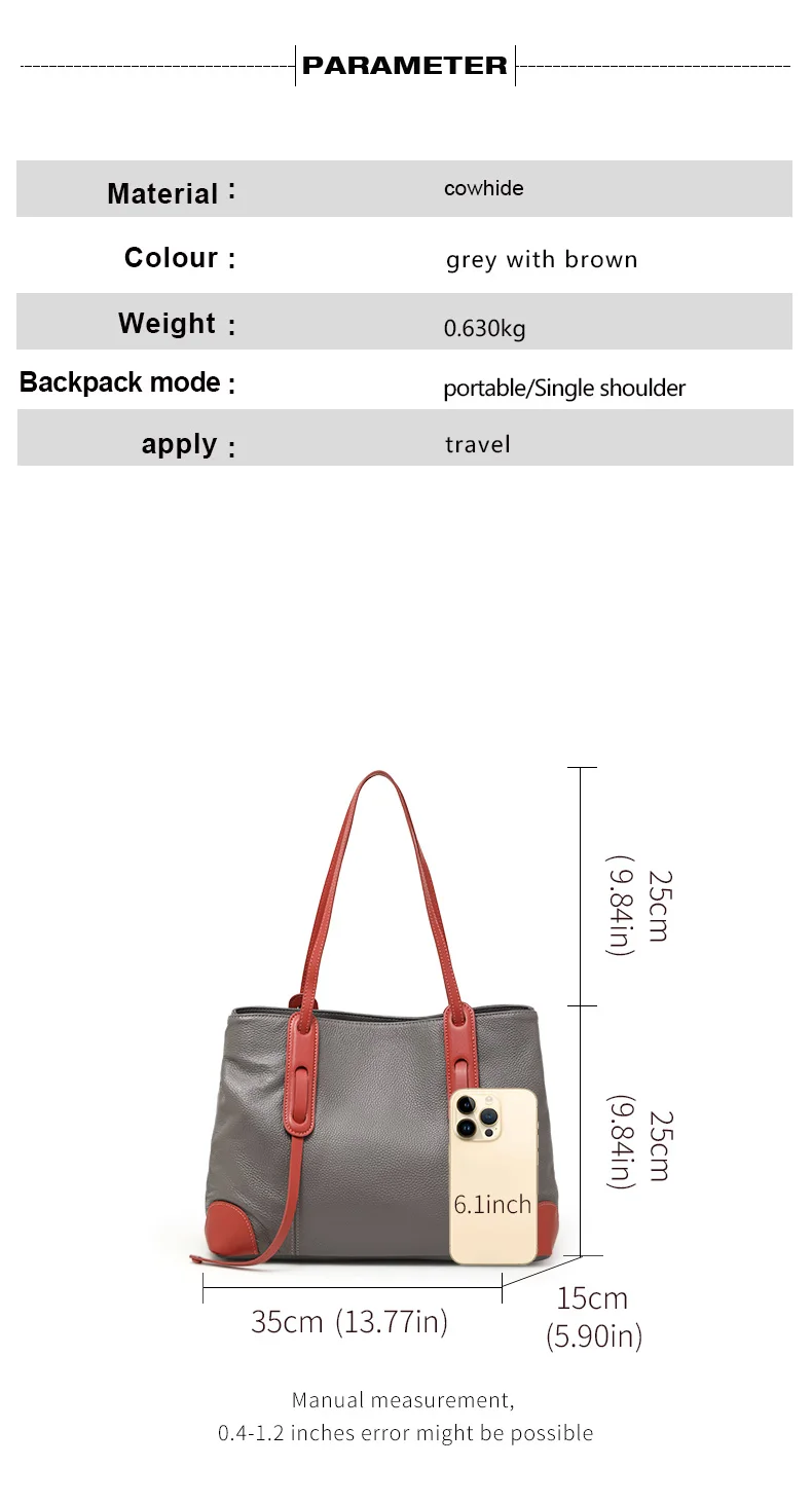 Echte Leder-Damenhandtasche, Große Kapazität Shopper-Tasche, Neue 2026 Mode-Schultertasche für Frauen, Rindsleder-Shopper, Große Tasche – Detail 4