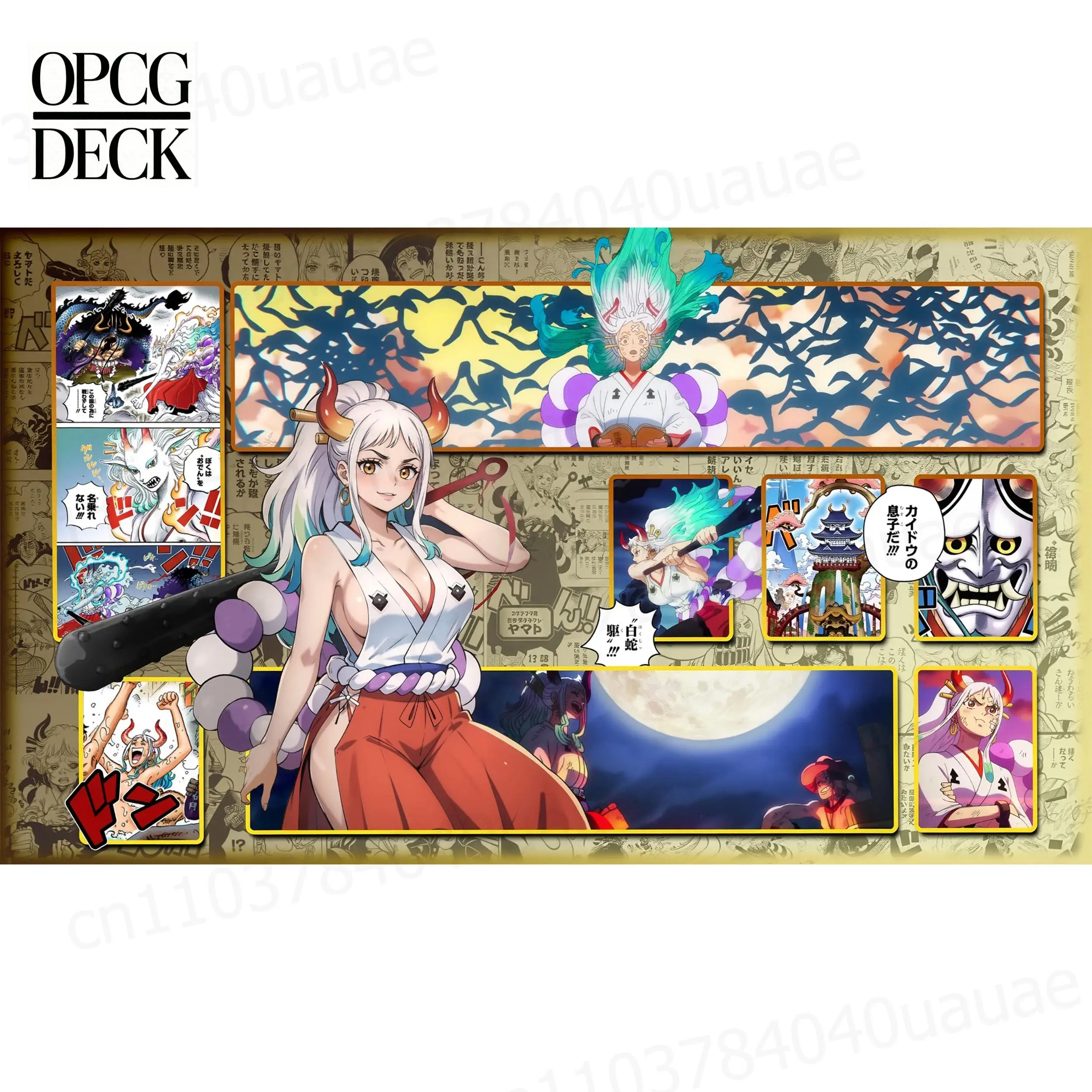 Tapete de Juego One Piece OPCG, Juego de Cartas, Yamato, Kaido, Monkey D. Luffy Tapete de Juego de Cartas de Anime Kozuki Oden de Alta Calidad, 60*35 cm