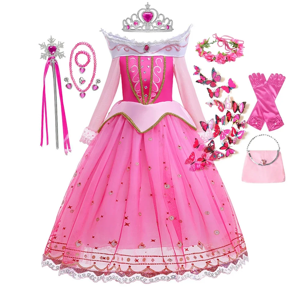 Sleeping Beauty Carnival Dress up Girls Aurora Cosplay Halloween Apparel Pink Princess Toddler Christmas Ball Gown image 2