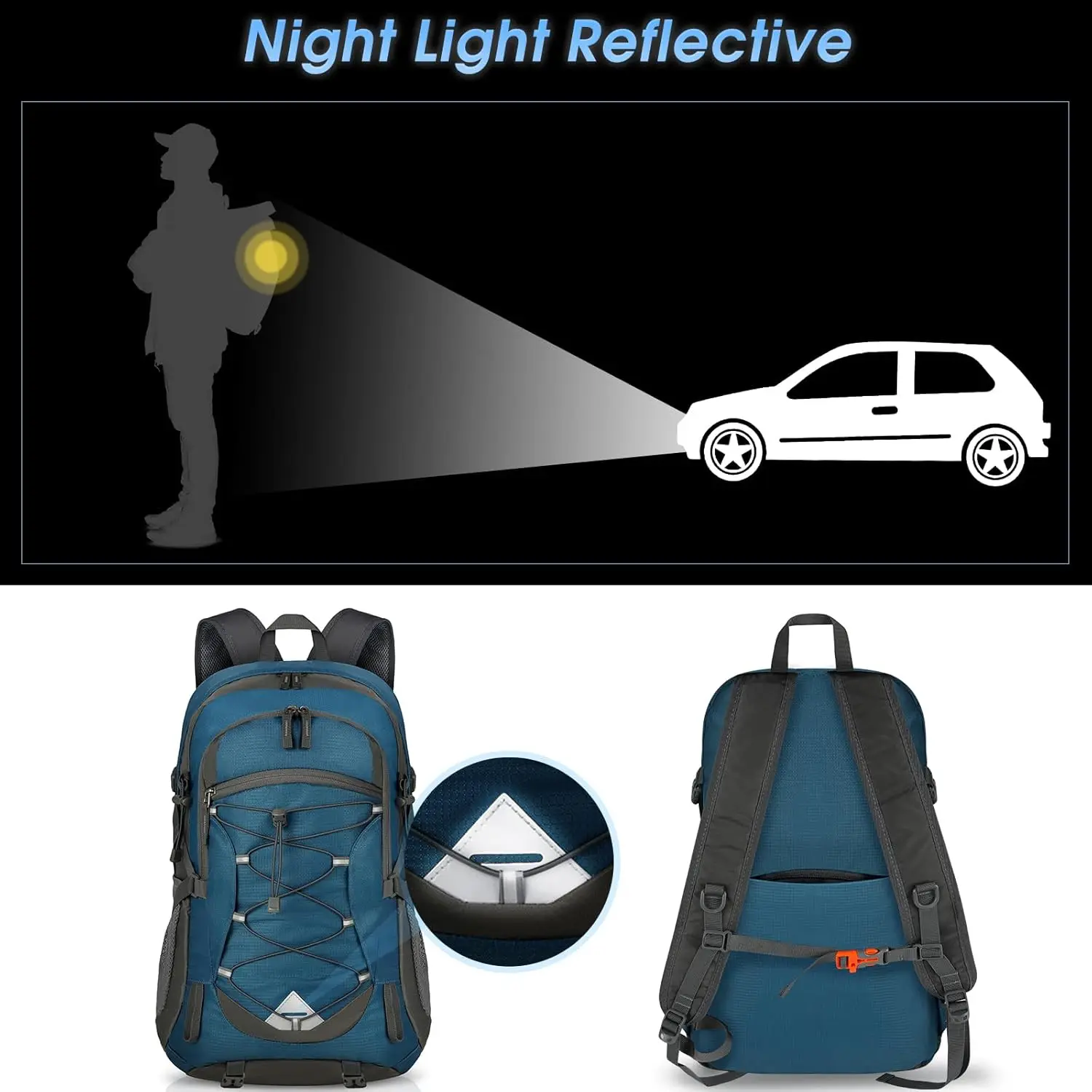 RAINSMORE Lightweight Hiking Backpack 40L Waterproof Camping Backpack Packable Backpack for Women Men Outdoor Travel Daypack