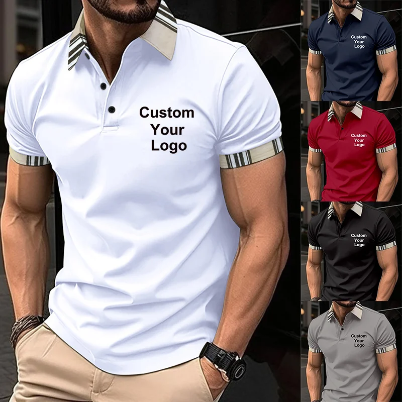 Новейшая Высококачественная брендовая модная мужская индивидуальная рубашка-поло с короткими рукавами