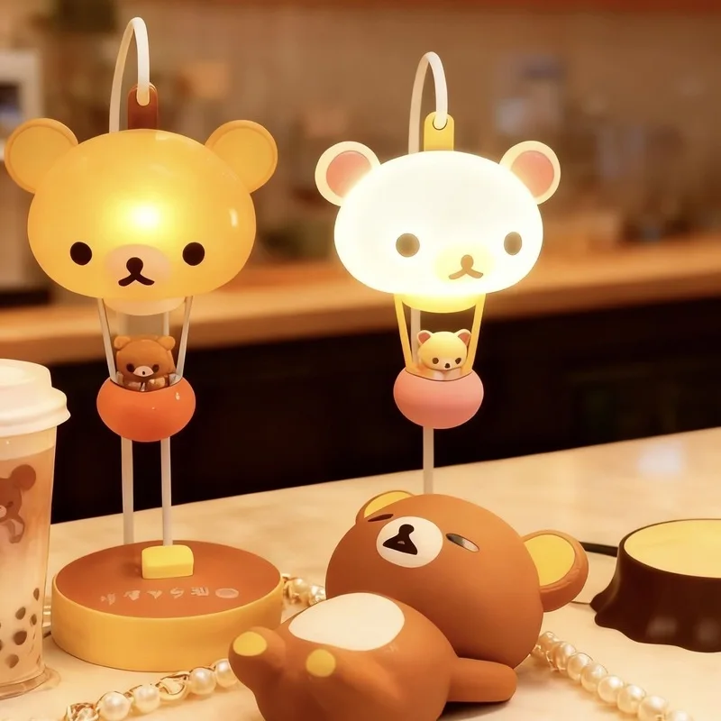 Kawaii Retro Rilakkuma Night Light Japanese Style Warm Glow Ambient Small Desk Lamp, Cozy Atmosphere Table Decor For Bedroom