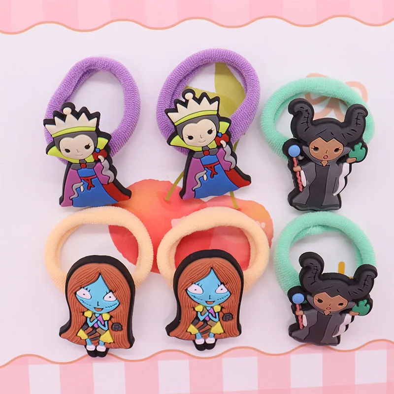 2Pcs/Set Cute Cartoon Witch Children's Rubber Bands Girls Hair Accessories Colorful Nylon Headband Kid Ponytail Holder Scrunchie