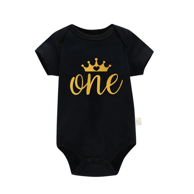 One Year Baby Birthday Bodysuits Cotton Short Sleeved Newborn Boys Girls Rompers Jumpssuit Toddler Baby Birthday Gifts Clothes