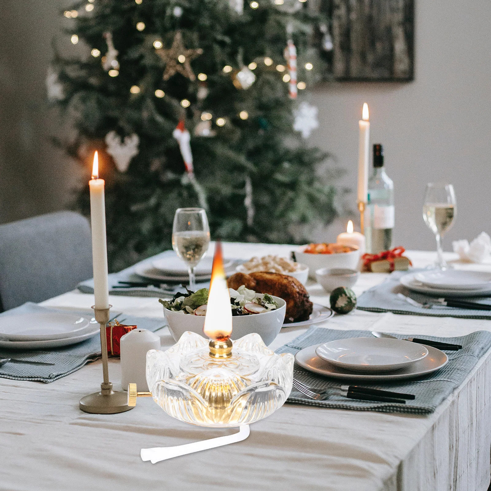 

Kerosenelamp Burner Oil Lamp Replacement Burner Lotus Shape Retro Style Durable Crystal Material Lamp Parts Accessory