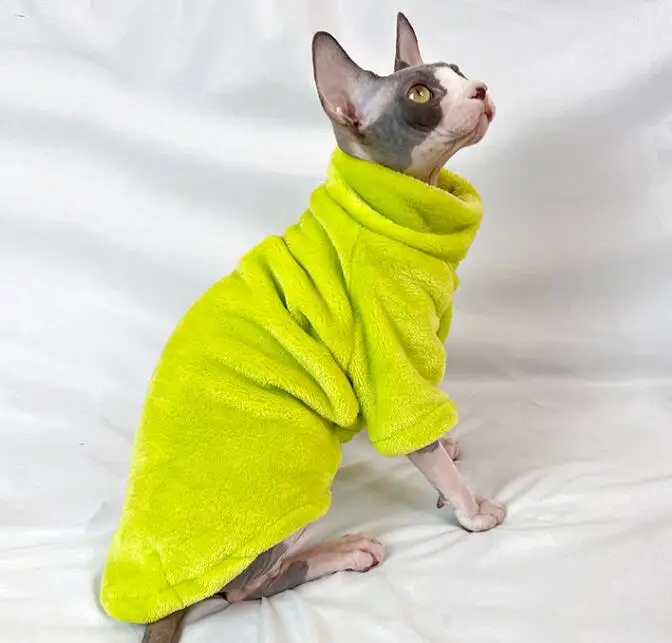 Rollkragen-Katzenpullover, Mantel, Winter, warm, haarlos, Katzenkleidung, weiches, flauschiges Pullover-Shirt für Maine-Coon Cat Chihuahua Haustierkleidung – Detail 18