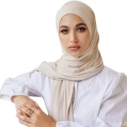 Vrouwen Moslim Jersey Hijaabs Sjaal Stretchy Effen Sjaals Wrap Femme Musulman Hijab Jersey Hoofddoek Islamitische Tulband Hoofdband Stola