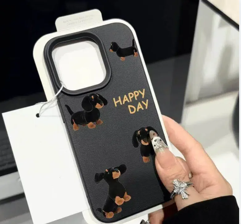 Ins Vintage Minimalist Black Dachshund TPU Matte Case For iPhone 17 Air 16 15 14 13 12 11 Pro Max 17Pro X XS Covers Funda