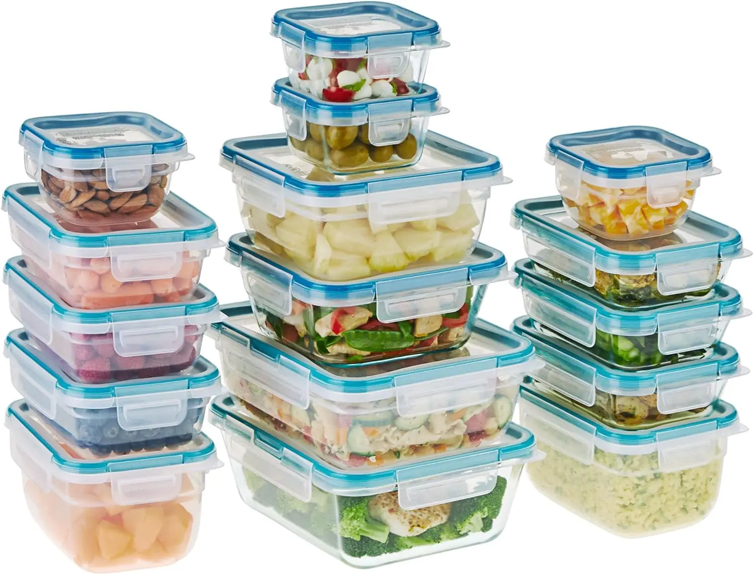

16-Pack Glass & Plastic Food Storage Containers Set with BPA-Free Lids, Microwave, Dishwasher, and Freezer Safe