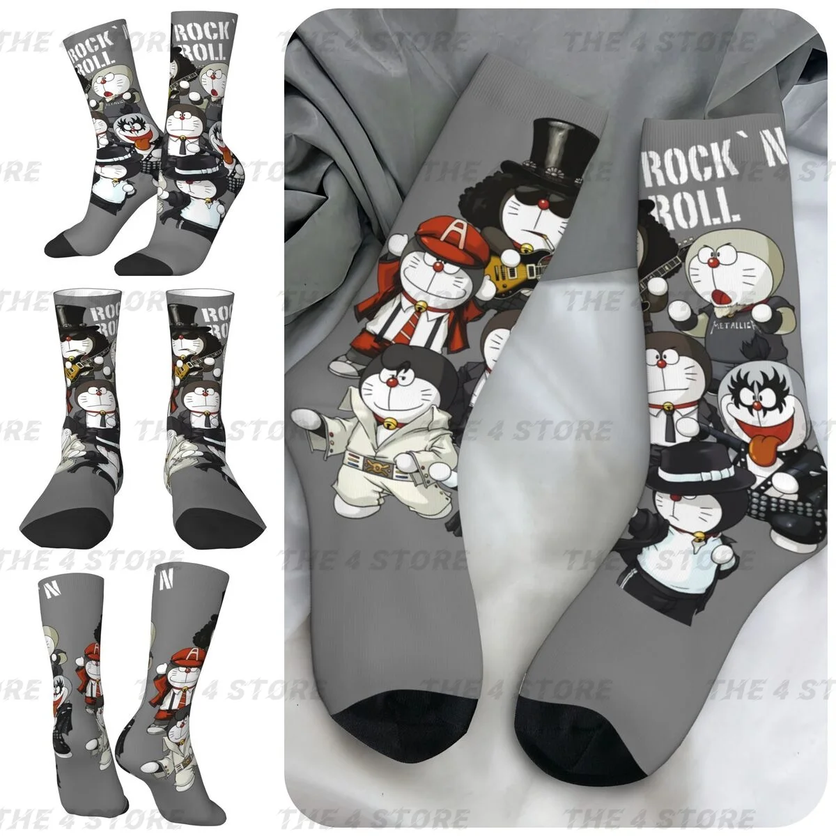 D-Doraemons High elasticity polyester fiber cosy Unisex Running Happy 3D color printing Socks