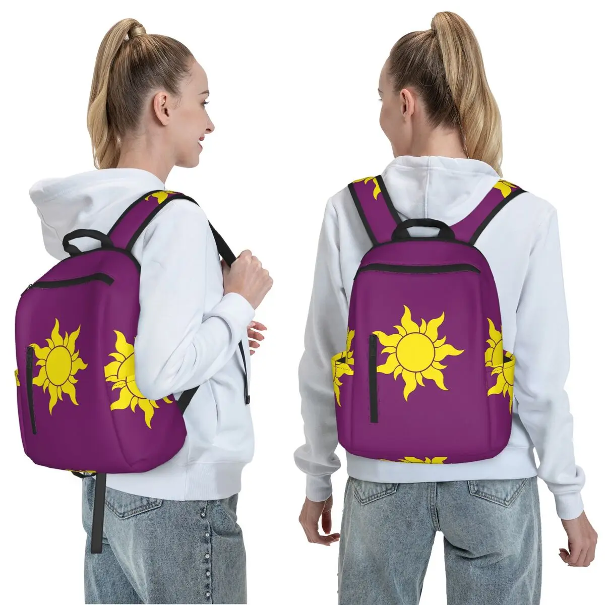 Rapunzel Sun Backpack Daypack Large Capacity Children BookBag School Bag Shoulder Bags for Men Women
